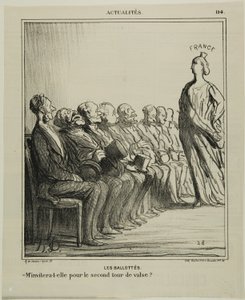 Run-Off Elections. "- Will she invite me for a second waltz?," plate 114 from Actualités by Honoré Victorin Daumier