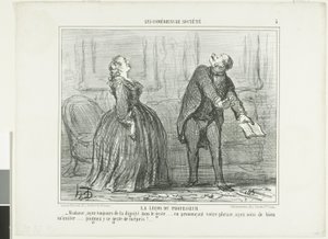 The Lesson of the Professor, plate five from Les Comédiens de Société by Honoré Victorin Daumier