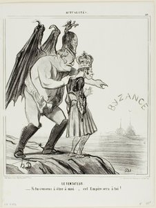 The Temptor. "- If you consent to belong to me... this empire will be yours," plate 40 from Actualités by Honoré Victorin Daumier