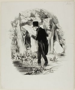 This is Where the Lecture of the Constitutionnel Might Take You, plate 8 from Pastorals by Honoré Victorin Daumier