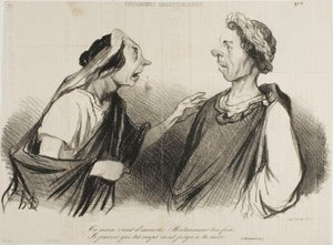 Thy hand cometh to slay Britannicus, thy brother, plate 7 from Tragic-Classical Physiognomies by Honoré Victorin Daumier