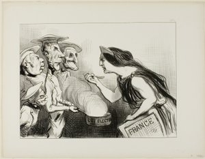 Too Many Cooks Spoil The Broth. "- This really tastes like bad cooking," plate 142 from Actualités by Honoré Victorin Daumier