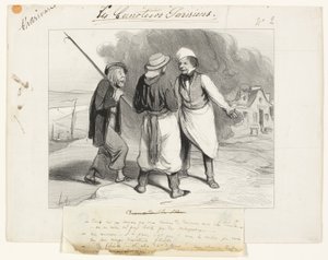 Well, fancy that! I thought that we had just discovered a deserted island or at least a country inhabited by cannibals, plate two from Les Canotiers Parisiens