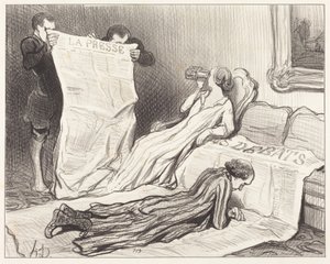Subscribers Receiving Their Newspaper... by Honoré Daumier