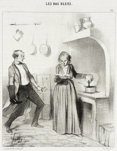 Allons bon!...there she is...pouring shoe polish into my chocolate!... by Honoré Daumier