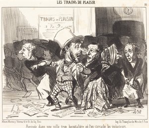 Arrival in a Too Hospitable City... by Honoré Daumier