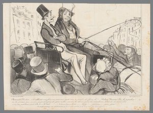 Bertrand and Robert-Macaire in a Coach Surrounded by People by Honoré Daumier