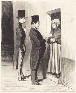 And speaking to her door thus declared... by Honoré Daumier