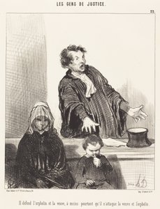 He Defends the Orphan and the Widow, Unless... by Honoré Daumier