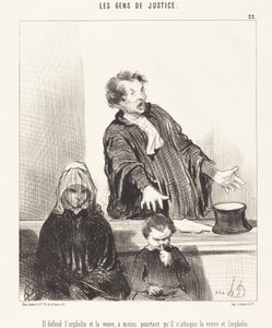He Defends the Orphan and the Widow, Unless... by Honoré Daumier