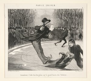 Inconvenient to Grace on the Grand Basin of the Tuileries, from Paris in Winter by Honoré Daumier