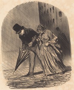 Disadvantage of an Overly Complicated Spring Umbrella by Honoré Daumier
