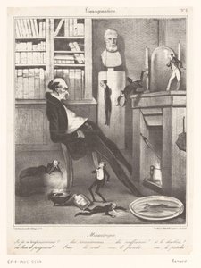 Caricature of a Misanthrope Contemplating Suicide by Honoré Daumier