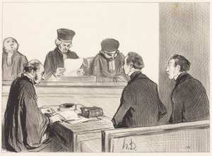 The Court, Emptying the Deliberation... by Honoré Daumier