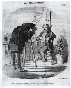 The Good Bourgeois - The Most Convenient Position to Have a Nice Portrait in the Daguerreotype, Caricature of Daumier - in 