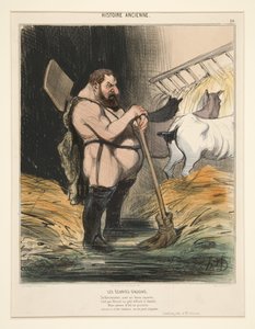 The Stables of Augeas. To make oneself a cleaner for a superb hero, from Ancient History by Honoré Daumier