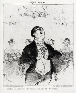 Musical Sketches: Looking to Fascinate a Rich Heiress with Its Chest. Illustration by Honore Daumier, Published in Charivari, Dated 14 February 1852 by Honoré Daumier