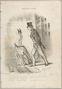 No, madam, I will not leave you..., number 3 from the series When One Has Bad Luck from Le Charivari by Honoré Daumier