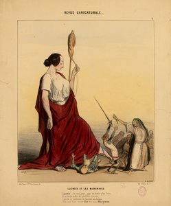 Caricatural Review No. 9: Lucretia and the Burgraves. Lucretia nowadays, through a happier fate... by Honoré Daumier