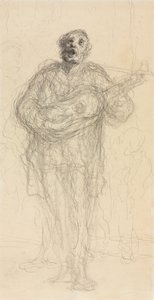 Singing Guitarist (recto) by Honoré Daumier