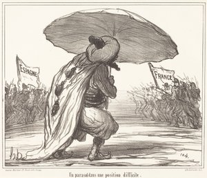 A Parasol in a Difficult Position by Honoré Daumier