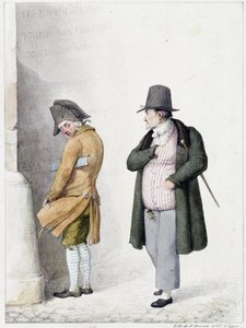 Man Urinating Against a Wall and Another Passers-by