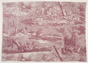 Fragment of Copperplate Printed Cotton with Hunting Scene Design by Horace Vernet
