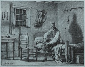 The Man-Servant of Limier Rising from Bed by Emile Jean Horace Vernet