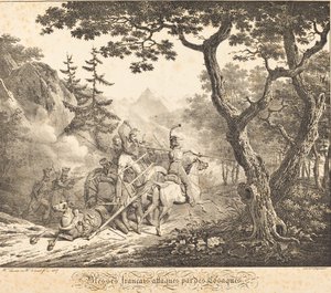 Wounded French Attacked by a Cossack by Horace Vernet and Hippolyte Lecomte