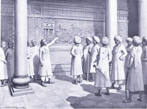 Rajaraja Chola Inspects the Bas-Relief of His Exploits at Tanjure 995 AD by Horace van Ruith