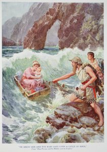 He Drew Her and the Baby Safe Upon a Ledge of Rock by Howard Davie