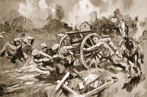 Farrier-Sergeant T. Harrison rescuing horses and guns from an untenable position under shell-fire when the officer in command had been wounded by Howard K. Elcock
