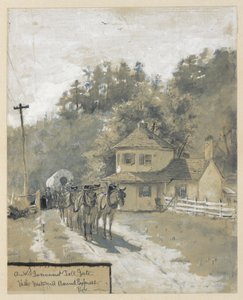 An Old Government Toll Gate with Westward Bound Express by Howard Pyle