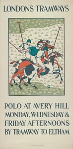 Polo at Avery Hill, London County Council LCC Tramways Poster