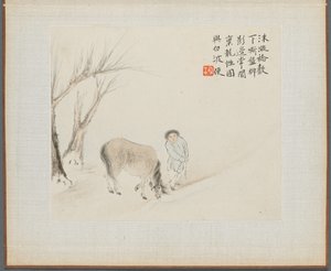Album of Landscape Paintings Illustrating Old Poems: A Man and a Horse by a Stream by Hua Yan