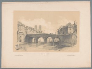 View of the Pont Saint-Michel in Paris (Fragments of Landscapes series) by Hubert Clerget