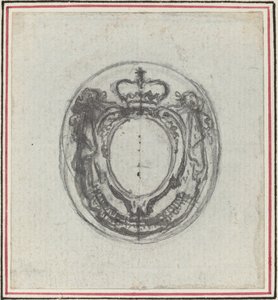 Armorial Cartouche with Crown and Swags by Hubert Francois Gravelot