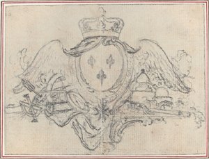 Arms of the King of France with Wings and Scientific Instruments by Hubert Francois Gravelot