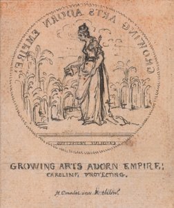 Design for a Medal: Growing Arts Adorn Empire, Caroline Protecting