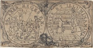 Ornamental Medallions with the Adoration of the Magi and Two Bibliophiles by Hubert Francois Gravelot