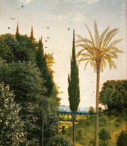 The Pilgrims guided by St. Christopher, from the right hand side of the Ghent Altarpiece (detail) by Hubert & Jan van (1390 1441) Eyck