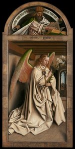 Lunette: the prophet Zechariah. Lower panel: Angel Annunciate, from the exterior of the left wing of the Ghent Altarpiece