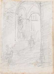 Figures on a Monumental Interior Stairway by Hubert Robert