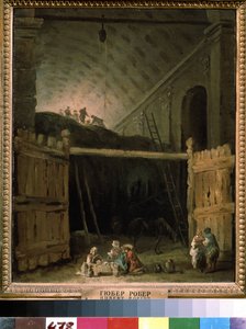Hay Barn in a Basilica by Hubert Robert