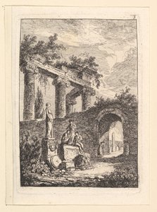 The Statue in Front of the Ruins by Hubert Robert