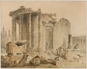 The Temple of the Tiburtine Sibyl: Memory of the Temple of the Sibyl at Tivoli by Hubert Robert