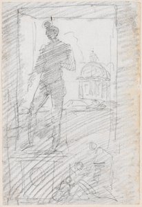 Statue of a Nude before a Window View by Hubert Robert