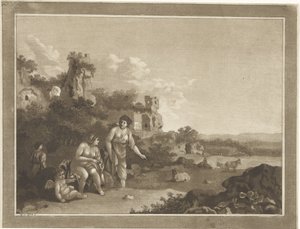 Landscape with Nymphs by Hubertus van Hove