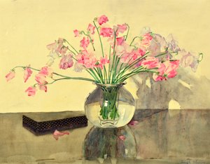 Sweet Peas in a Glass Bowl