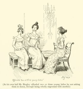 At His Own Ball Mr. Bingley Offended Two or Three Young Ladies by Not Asking Them to Dance, Through Being Wholly Engrossed with Another (engraving) by Hugh Thomson